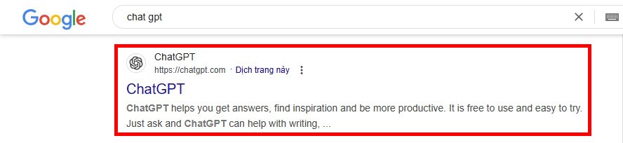 Bước 1 tìm ChatGPT