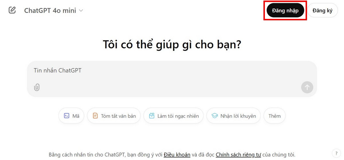 Bước 2: Tiến hành chọn Đăng Nhập