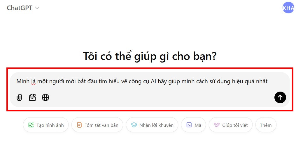 Bước 6 Nhập nội dung cần giải đáp cho ChatGPT