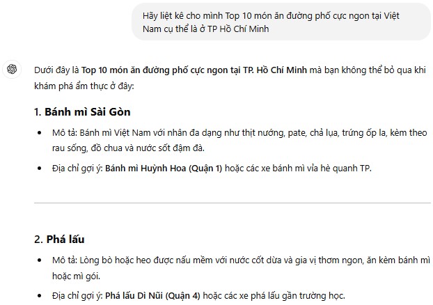 VÍ dụ sử dụng ChatGPT để tìm vé xe