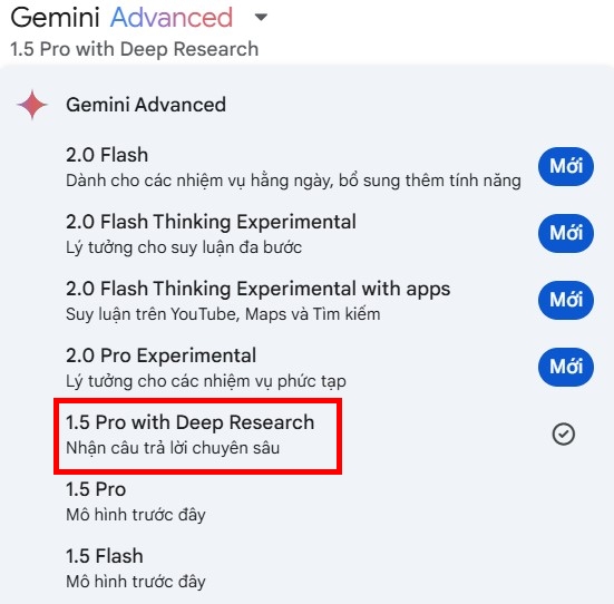 Bước 3 Chọn mô hình AI Deep Research
