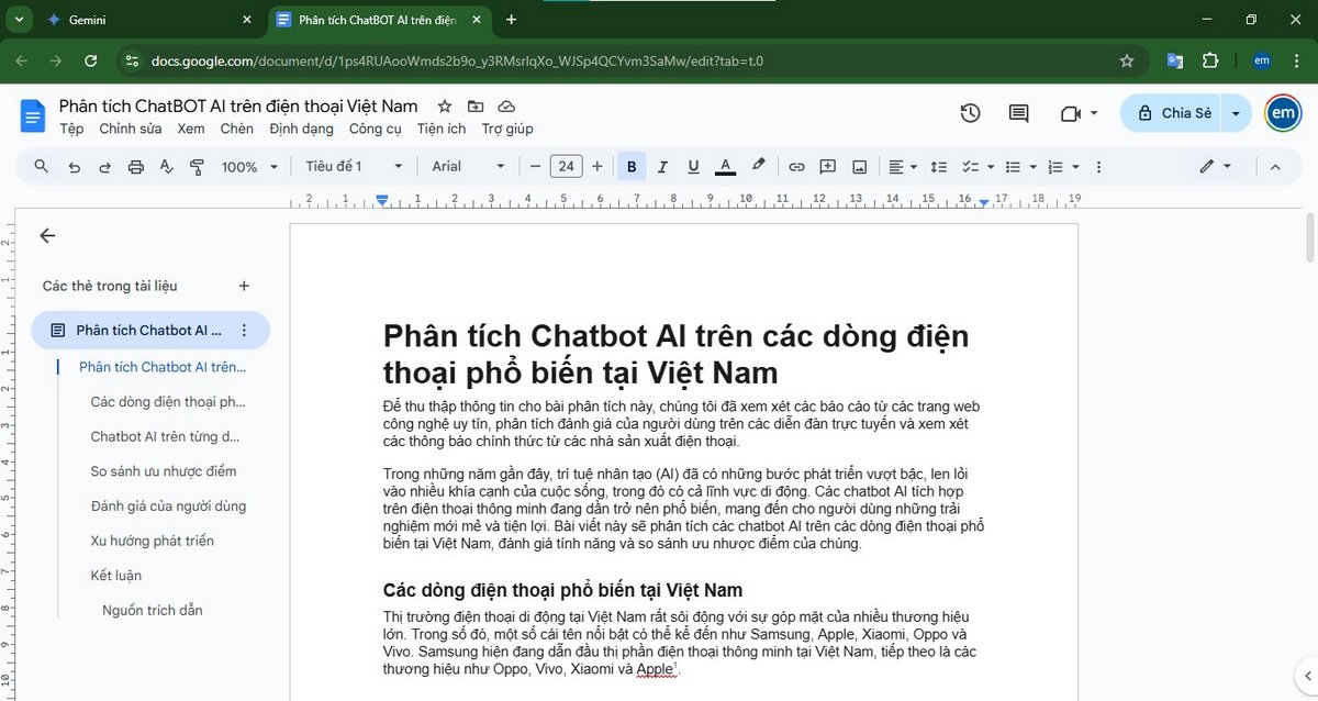 Bước 7 Mở tài liệu Docs được AI Deep Research đã tổng hợp