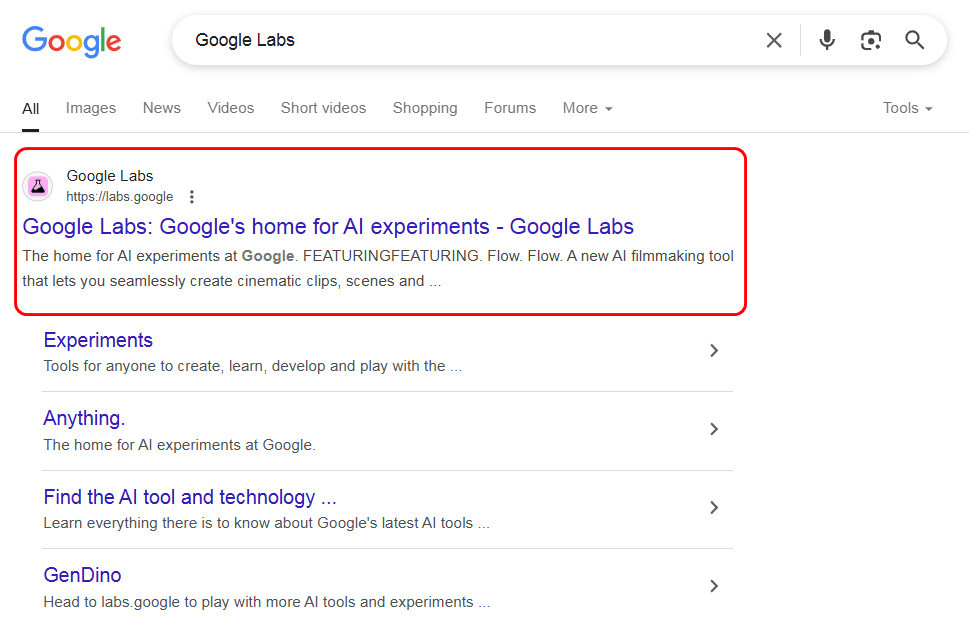Bước 1 Tìm Google Labs trên Google
