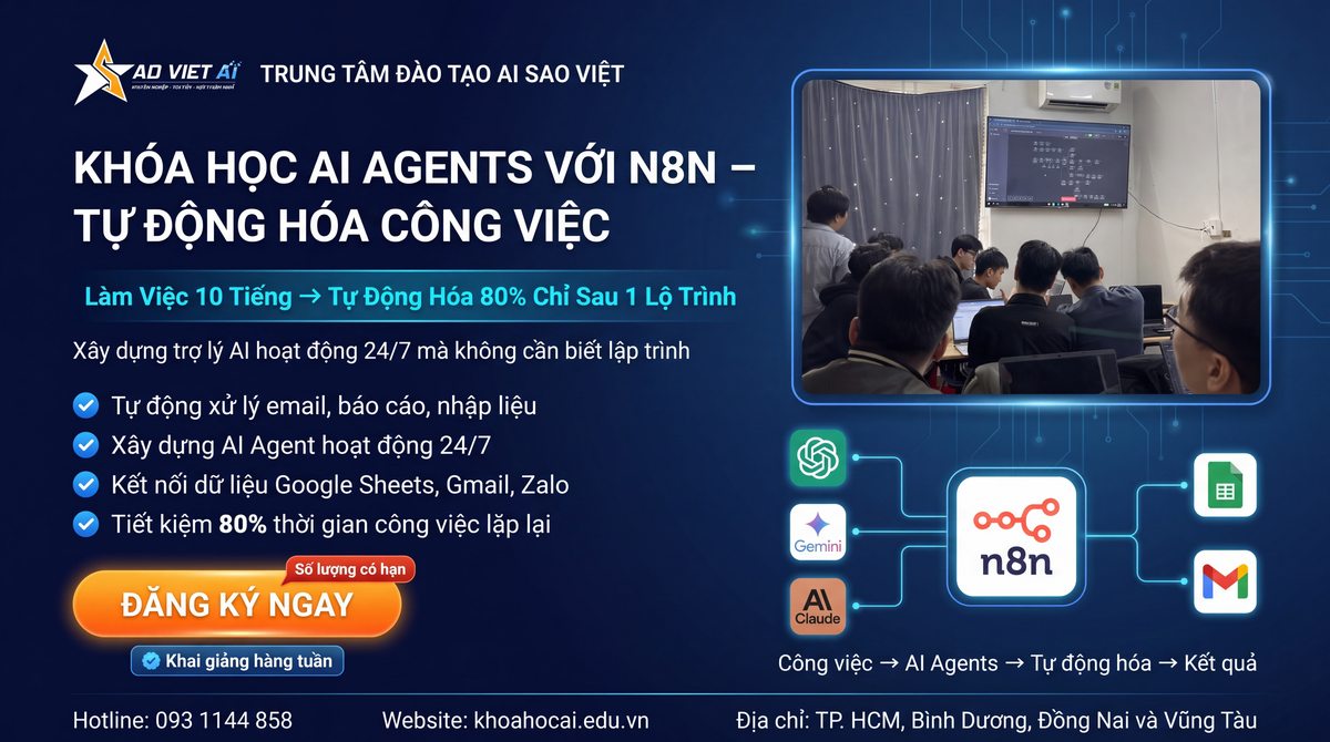 khóa học AI agents và n8n tự động hóa mọi công việc