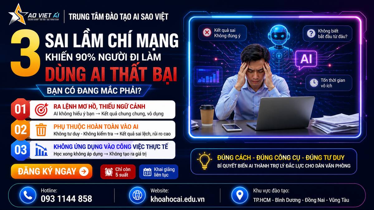 3 Sai Lầm Chí Mạng Khiến Người Đi Làm Dùng AI Thất Bại