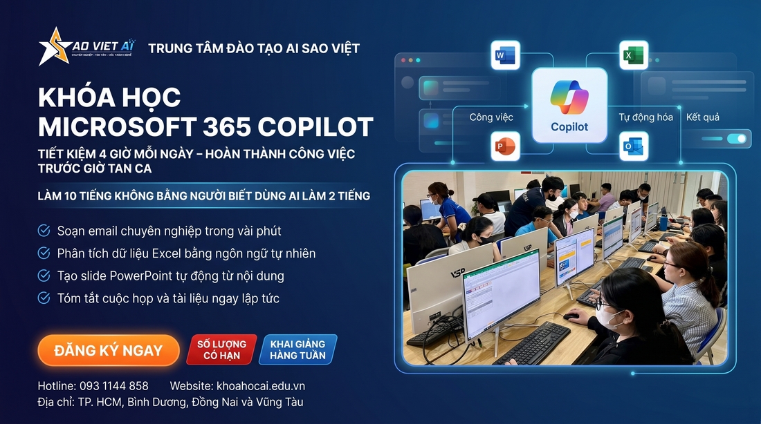 khóa học sử dụng microsoft 365 copilot - ứng dụng AI trong văn phòng